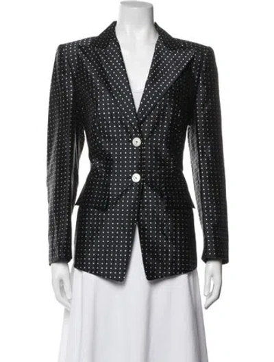 Pre-owned Escada Silk Polka Dot Print Blazer In Blue
