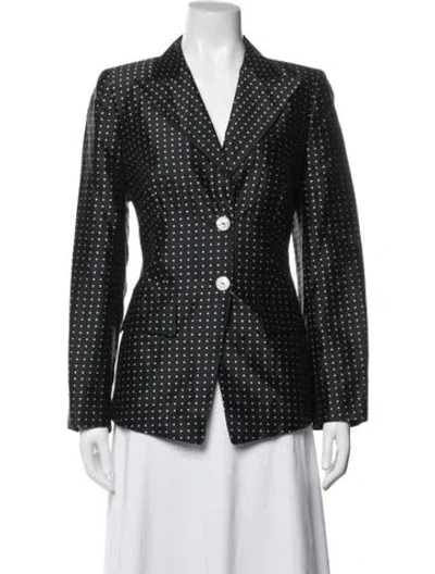 Pre-owned Escada Silk Polka Dot Print Blazer In Blue