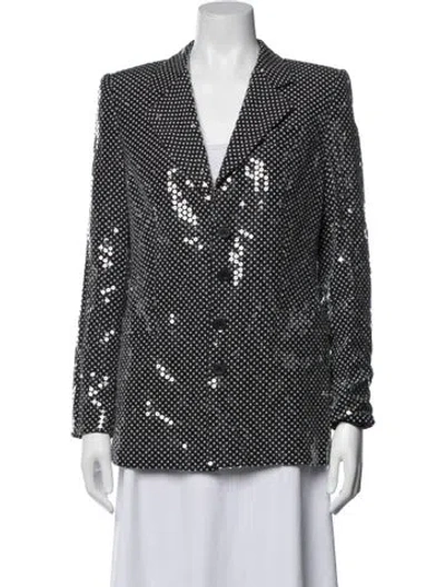 Pre-owned Escada Silk Polka Dot Print Blazer In Blue