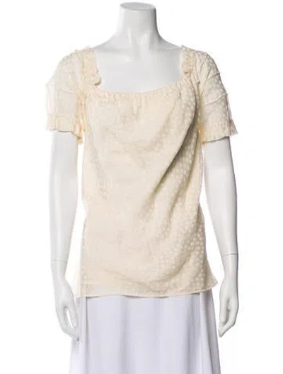 Pre-owned Escada Silk Polka Dot Print Blouse In Neutral