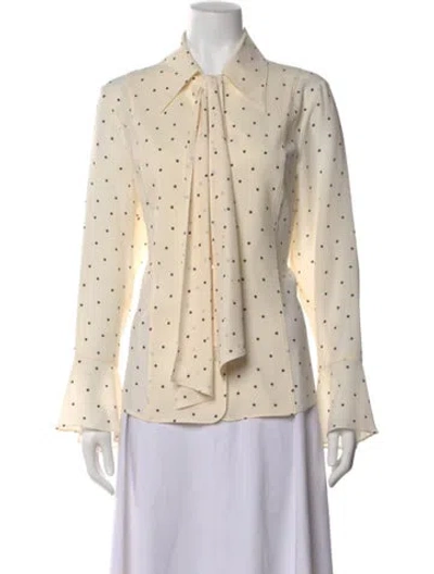 Pre-owned Escada Silk Polka Dot Print Blouse In Neutral