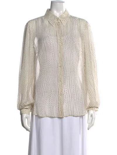 Pre-owned Escada Silk Polka Dot Print Blouse In Neutral