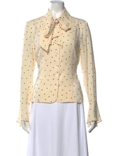 Pre-owned Escada Silk Polka Dot Print Blouse In Neutrals