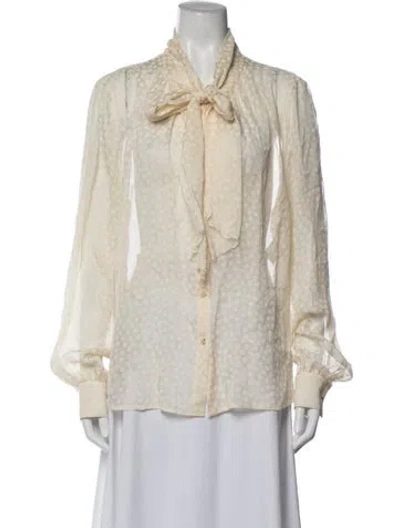 Pre-owned Escada Silk Polka Dot Print Blouse In Neutrals