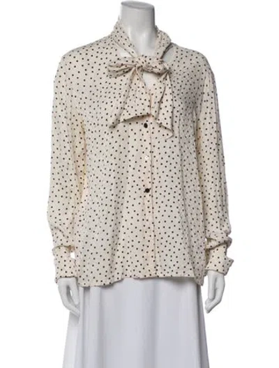 Pre-owned Escada Silk Polka Dot Print Blouse In Neutrals