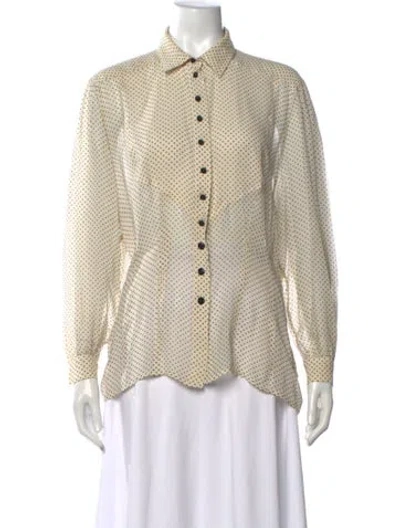 Pre-owned Escada Silk Polka Dot Print Blouse In Neutrals