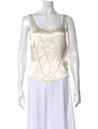 Pre-owned Escada Silk Polka Dot Print Top In Neutral
