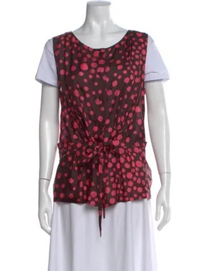 Pre-owned Escada Silk Polka Dot Print Top W/ Tags In Multi