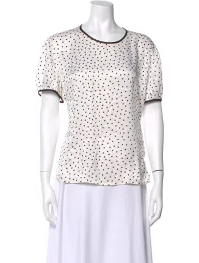 Pre-owned Escada Silk Polka Dot Print Top In White