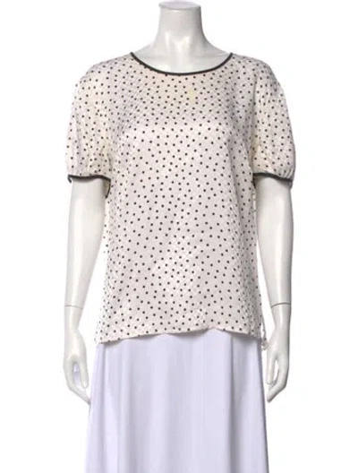 Pre-owned Escada Silk Polka Dot Print Top In White