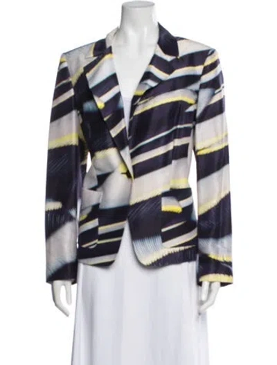 Pre-owned Escada Silk Printed Blazer In Gray
