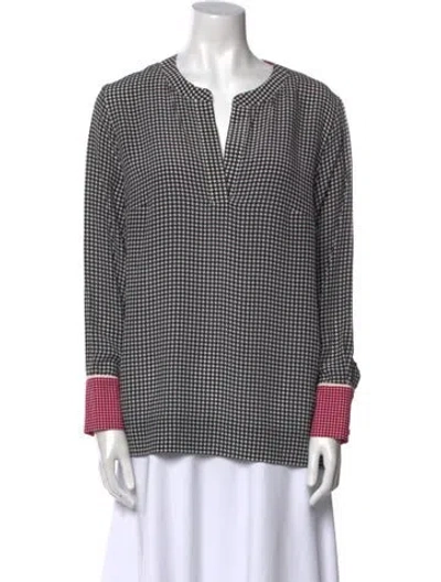 Pre-owned Escada Silk Printed Blouse In Black