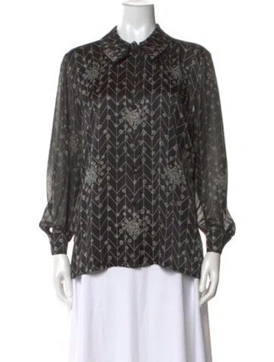 Pre-owned Escada Silk Printed Blouse In Black