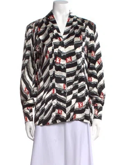 Pre-owned Escada Silk Printed Blouse In Black