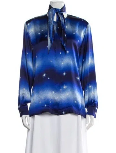 Pre-owned Escada Silk Printed Blouse In Blue