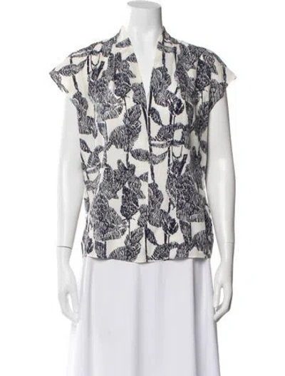 Pre-owned Escada Silk Printed Blouse In Blue