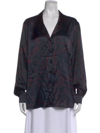 Pre-owned Escada Silk Printed Blouse In Blue