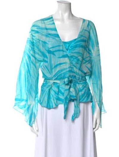 Pre-owned Escada Silk Printed Blouse In Blue