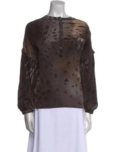 Pre-owned Escada Silk Printed Blouse In Brown