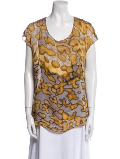 Pre-owned Escada Silk Printed Blouse In Gray