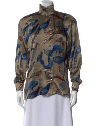 Pre-owned Escada Silk Printed Blouse In Multi