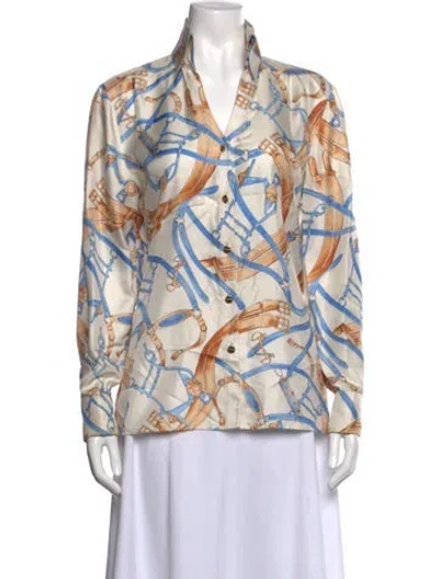 Pre-owned Escada Silk Printed Blouse In Neutral