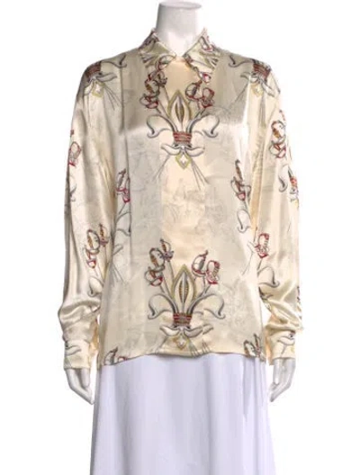 Pre-owned Escada Silk Printed Blouse In Neutrals