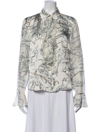 Pre-owned Escada Silk Printed Blouse In Neutrals