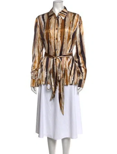 Pre-owned Escada Silk Printed Blouse In Neutrals