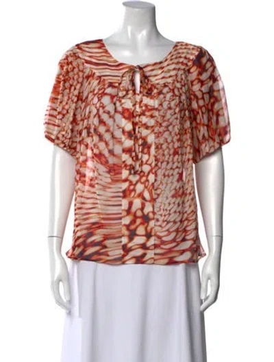 Pre-owned Escada Silk Printed Blouse In Orange