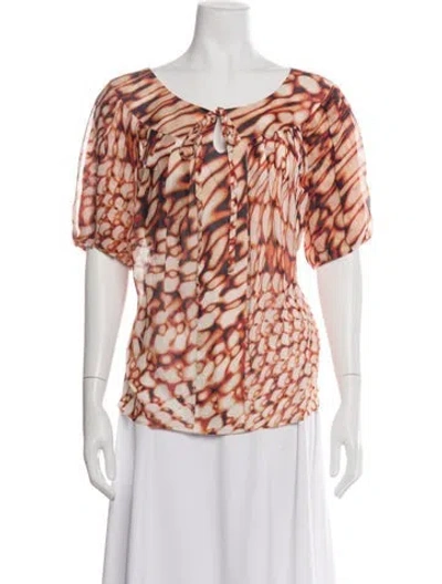 Pre-owned Escada Silk Printed Blouse In Orange