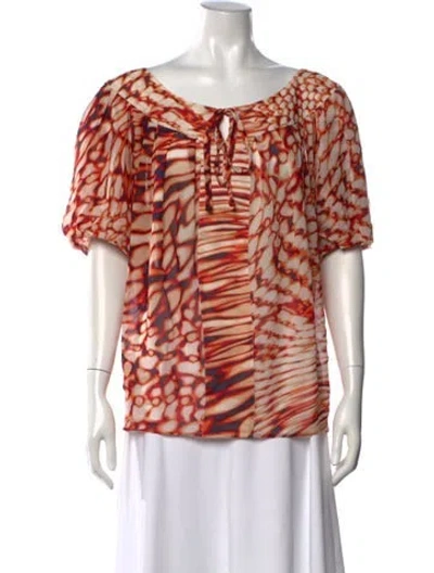 Pre-owned Escada Silk Printed Blouse In Orange