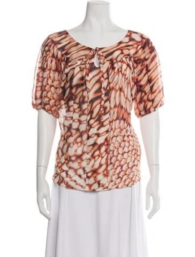 Pre-owned Escada Silk Printed Blouse In Orange
