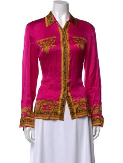 Pre-owned Escada Silk Printed Blouse In Pink