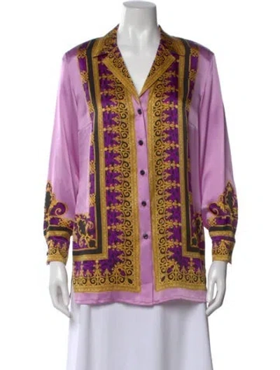 Pre-owned Escada Silk Printed Blouse In Purple