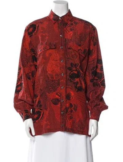 Pre-owned Escada Silk Printed Blouse In Red