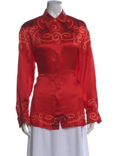 Pre-owned Escada Silk Printed Blouse In Red