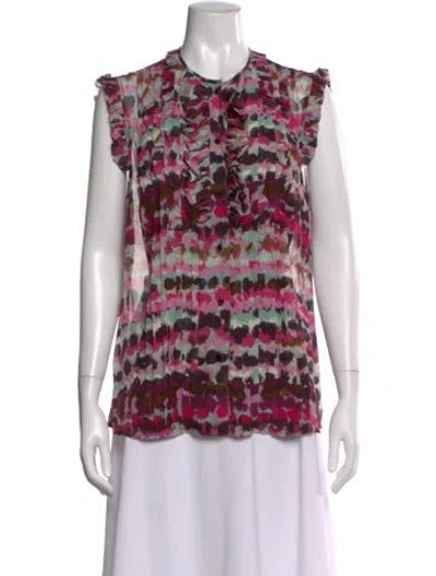 Pre-owned Escada Silk Printed Blouse W/ Tags In Pink