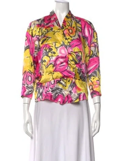 Pre-owned Escada Silk Printed Blouse W/ Tags In Pink