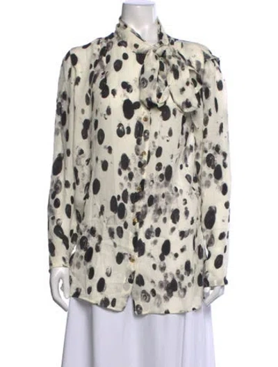 Pre-owned Escada Silk Printed Blouse In White