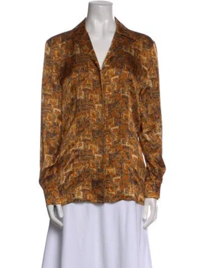 Pre-owned Escada Silk Printed Blouse In Yellow
