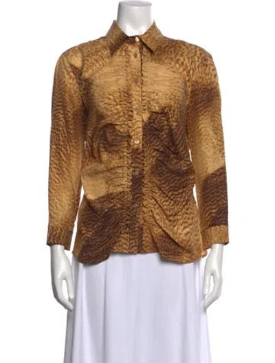 Pre-owned Escada Silk Printed Blouse In Yellow