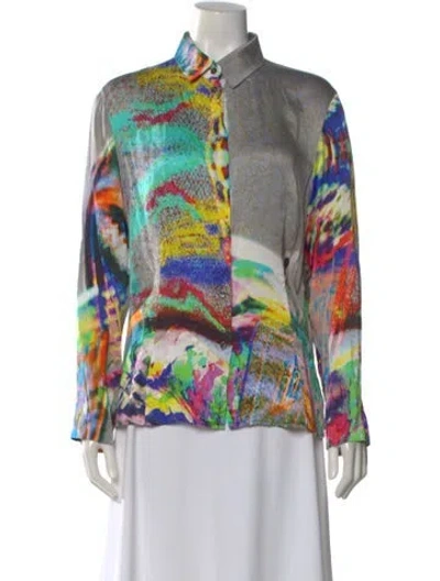 Pre-owned Escada Silk Printed Button-up Top In Multi
