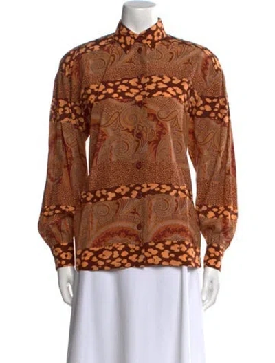 Pre-owned Escada Silk Printed Button-up Top In Neutral