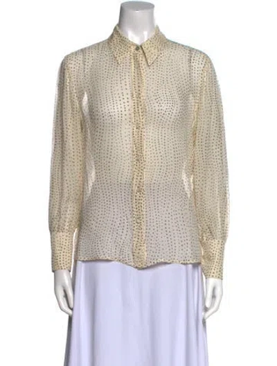 Pre-owned Escada Silk Printed Button-up Top In Neutral