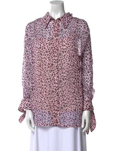 Pre-owned Escada Silk Printed Button-up Top In Pink