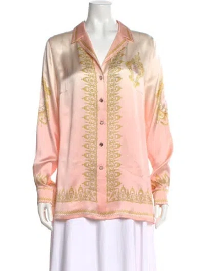 Pre-owned Escada Silk Printed Button-up Top In Pink