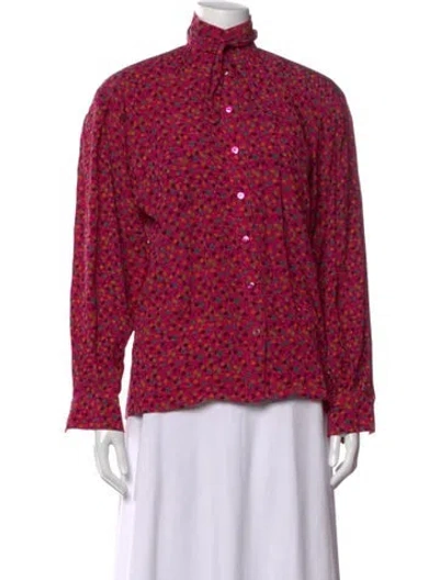 Pre-owned Escada Silk Printed Button-up Top In Pink