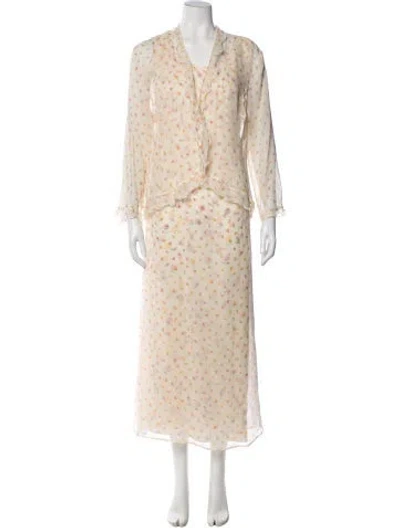 Pre-owned Escada Silk Printed Dress Set In Neutral