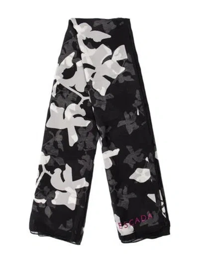Pre-owned Escada Silk Printed Scarf In Black